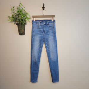 AE 8 American Eagle Skinny Jeans Hi Rise Jegging Medium Blue Wash Stretch